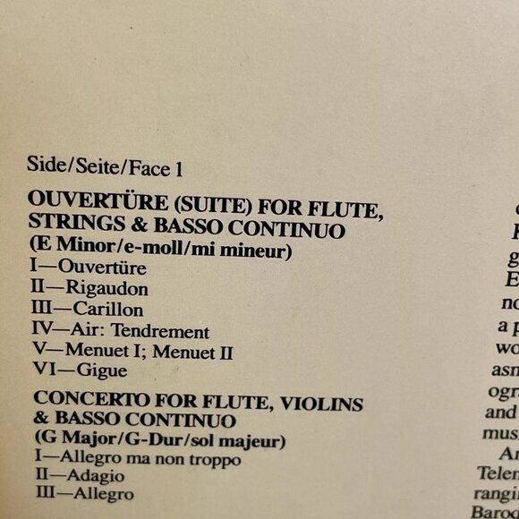 Flute Concertos Suite In E Minor (Vinyl, 1987) CBS Masterworks M 42362 NM LP - Picture 4 of 10